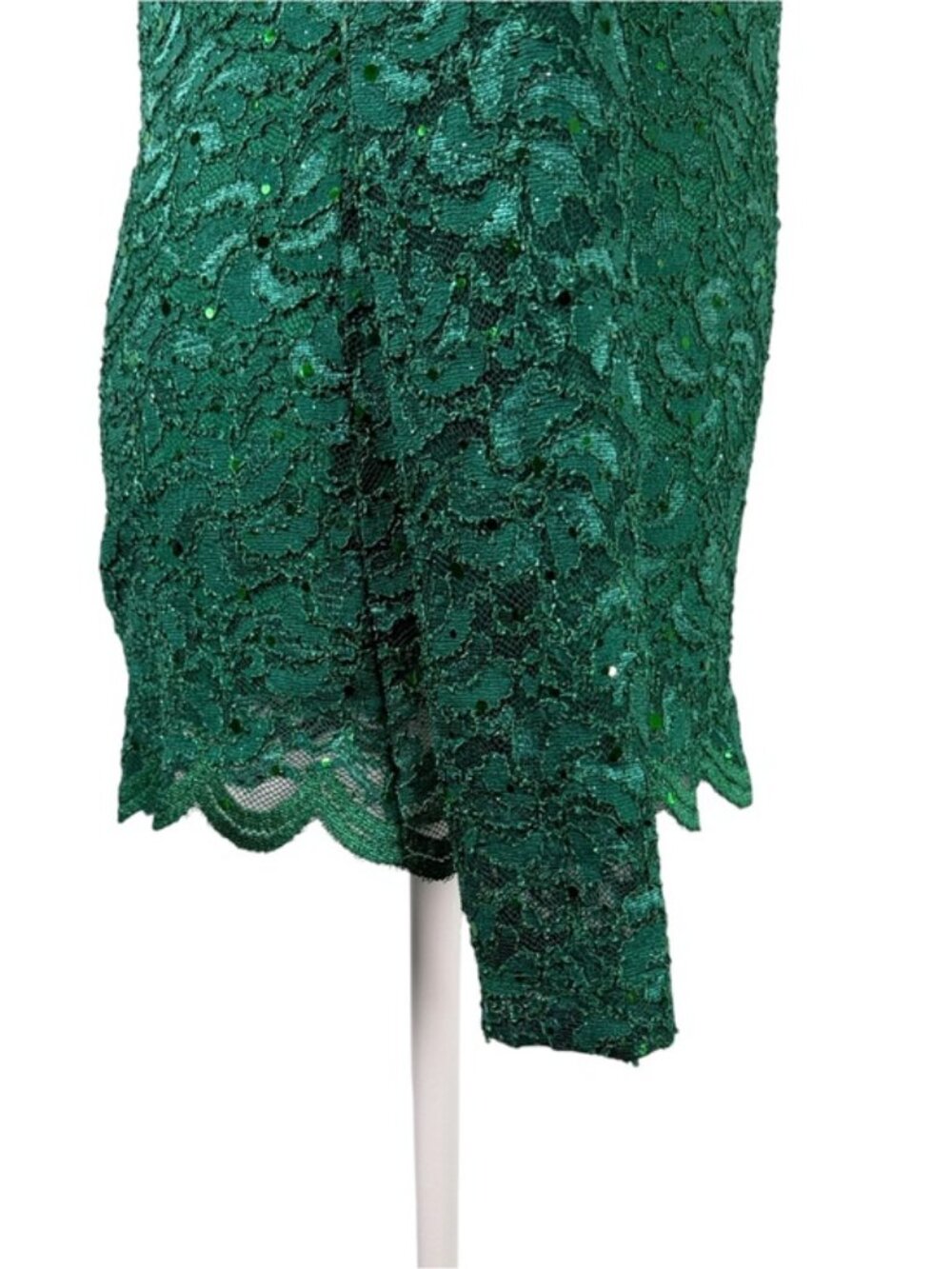 Boston Proper M Emerald Green Lace Sequin Open Back Holiday Top - Picture 5 of 10